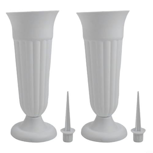 Schlankes Design PP Harz Blumentopf perfekt geeignet für geliebte Menschen auf Friedhöfen (weiß) von ZYWUOY