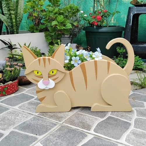 Siamkatzen-Blumentopf aus Kunstharz, lustige und funktionale Ergänzung für Ihr Haus oder Ihren Garten (gelbe Katze) von ZYWUOY