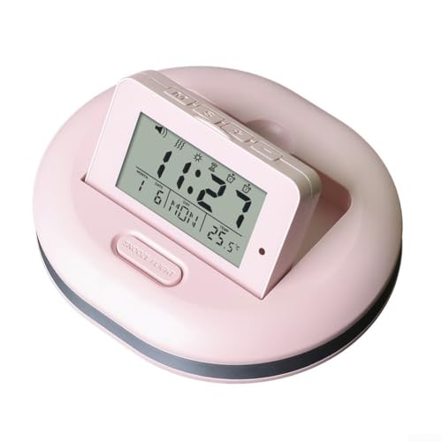 Smart LED-Wecker, Dual-Alarm-Einstellungen, Uhr, mit Vibration, Schlummerfunktion und Countdown-Funktionen, LED-Display mit Temperatur (Rosa) von ZYWUOY