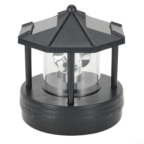 Solarbetriebener LED-Leuchtturm, 360 Grad drehbar, solarbetrieben, Solar-Leuchtturm, Rasen, Gartenlicht, wasserdicht, Straßenlaternen, Neujahr, Haushaltsdekoration (schwarz) von ZYWUOY