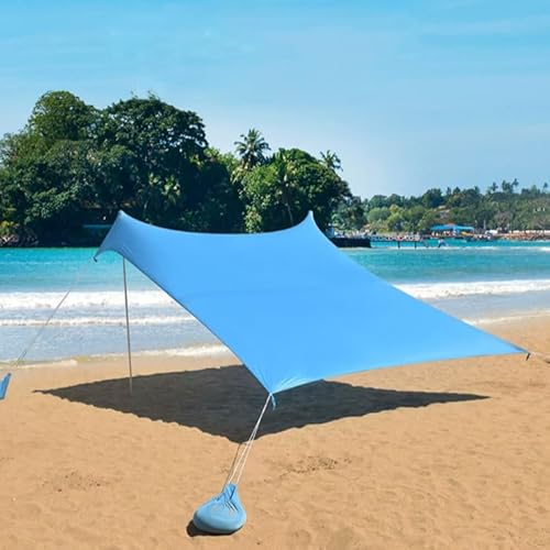 Strand-Sonnenschutz, Strandzelt, Sonnenschutz, Überdachung mit Sandsackankern, Sonnenschutzzelt für Strand, 18 x 150 cm, Blau von ZYWUOY