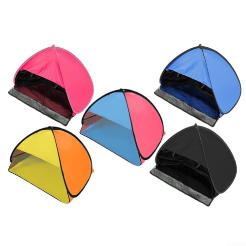 Tragbares Sonnenschutzzelt, winddichtes Kopfstützenzelt, Mini-Haustier-Strandmuschel, Kopf-Up-Baldachin mit Aufbewahrungstasche, für Strandaktivitäten (mit Vorhang, Vinyl, schwarz) von ZYWUOY