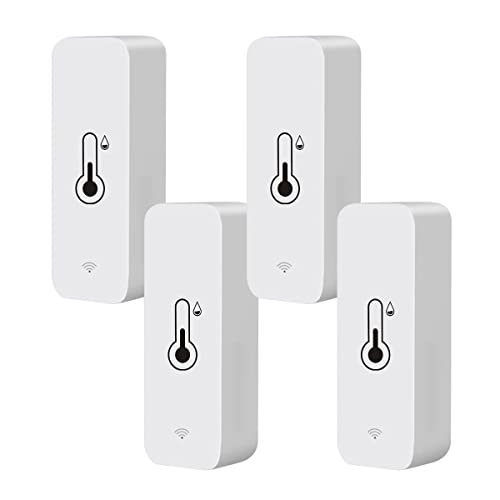 Tuya Zigbee Smart Hygrometer Thermometer, 4 Stück WiFi-Hygrometer, Thermometer, kabelloser Temperatur- und Feuchtigkeitsdetektor für Zuhause und Gewächshaus von ZYWUOY