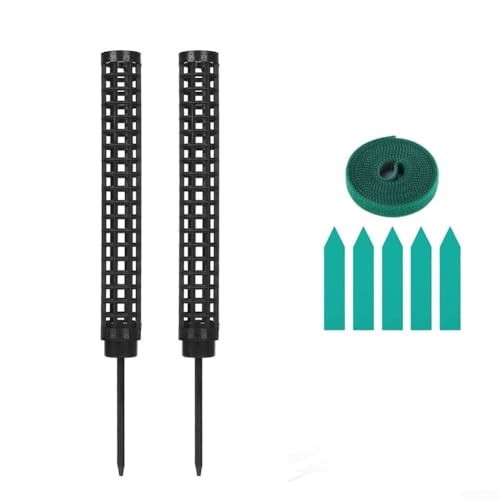 Verstellbare Moosstangen-Set zum Klettern für Pflanzen, 25 cm Kunststoffpfähle mit transparentem Netz (schwarz) von ZYWUOY