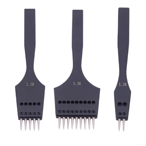 Verstellbares rundes Lochstanzwerkzeug für Leder, austauschbare Spitze, Stahl, zum Nähen und Basteln von Lederwaren (3 Stück, 3,38 mm) von ZYWUOY