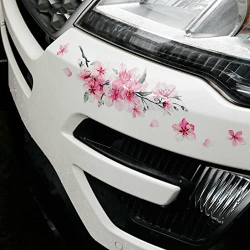 Auto-Aufkleber, Motiv: rosa Kirschblüten, Vinyl, selbstklebend, für Windschutzscheibe, Windschutzscheibe, Stoßstange, 2 Stück von ZYWUOY