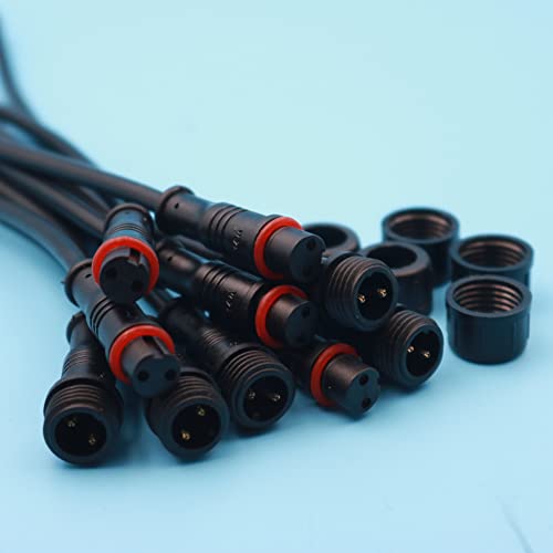 ZYWUOY 5 Paar wasserdichte Stecker, 20 cm 2-poliger IP65-Stecker, 0,3 mm Stecker und Buchse, schwarzes Kabel, 22 AWG von ZYWUOY