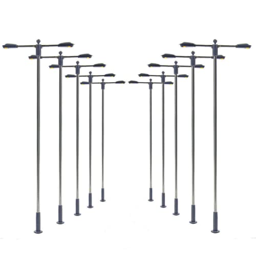 ZYWUOY Modellbahnbeleuchtung, 10 Stück Doppelpeitschenlampen LED 104 mm H0 / 00 Straßenlaterne Flexible Höhe von ZYWUOY