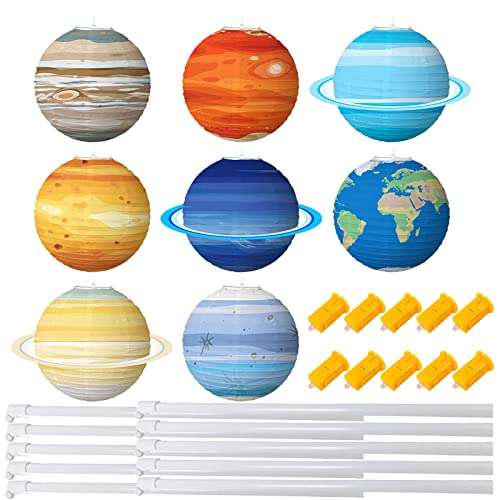 ZYWUOY Papierlaterne, Set mit 8 Papierlaternen, Planeten, himmlische Laterne, Ornament, Weltraumplaneten, hängende Dekoration von ZYWUOY