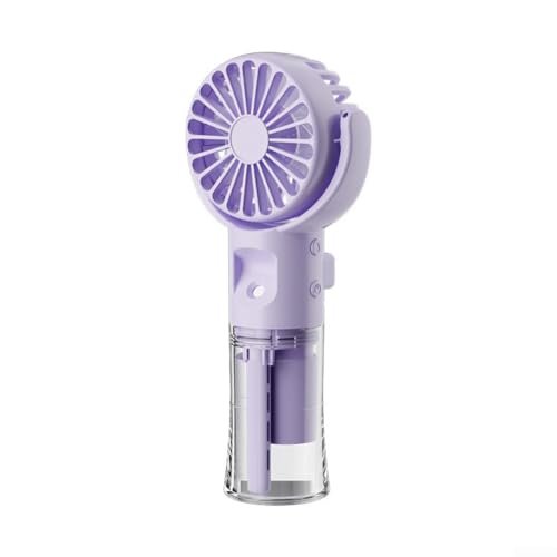 ZYWUOY Tragbarer Nebelventilator, drehbarer, wiederaufladbarer Nebel-Luftbefeuchter, Mini-Desktop-Handheld-Wassernebel-Sprühventilator für Kinder, Studenten, Reisen, Camping (lila) von ZYWUOY
