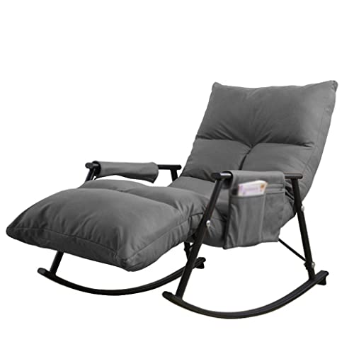 ZYWWW Rocking Chair Technology Schaukelstuhl aus Stoff, moderner gepolsterter Stuhl aus der Mitte des Jahrhunderts, Schaukelstuhl, Akzent mit hoher Rückenlehne, kleiner, bequemer Stuhl (Farbe: Beige + von ZYWWW