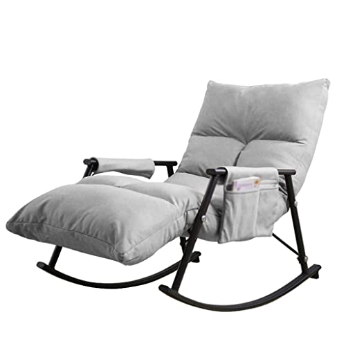 ZYWWW Rocking Chair Technology Schaukelstuhl aus Stoff, moderner gepolsterter Stuhl aus der Mitte des Jahrhunderts, Schaukelstuhl, Akzent mit hoher Rückenlehne, kleiner, bequemer Stuhl (Farbe: Beige + von ZYWWW