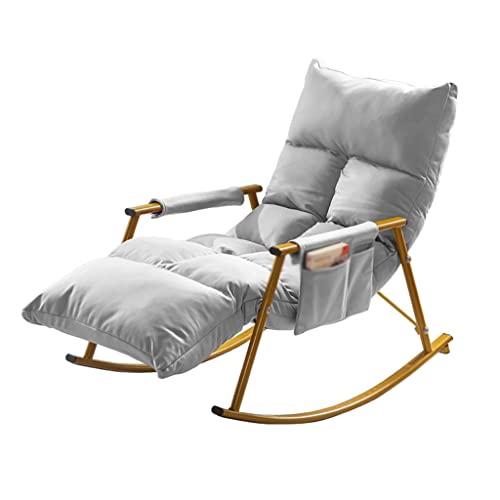 ZYWWW Rocking Chair Technology Schaukelstuhl aus Stoff, moderner gepolsterter Stuhl aus der Mitte des Jahrhunderts, Schaukelstuhl, Akzent mit hoher Rückenlehne, kleiner, bequemer Stuhl (Farbe: Beige + von ZYWWW