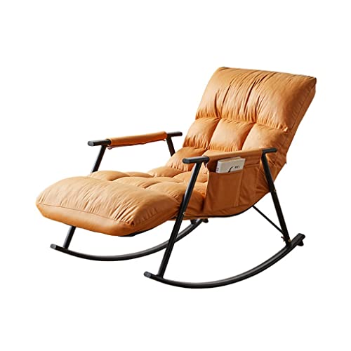 ZYWWW Schaukelsessel Modeschaukel, faule Wippe, Liegestuhl aus Stoff, mit hoher Rückenlehne, Drehstuhl aus Metall S (Farbe: Orange, Größe: 96 von ZYWWW