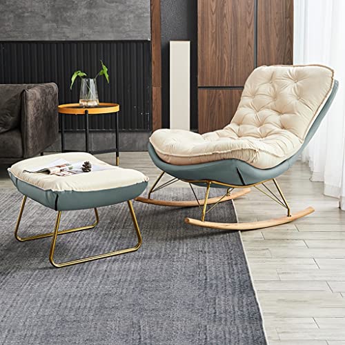 ZYWWW Schaukelsessel aus der Mitte des Jahrhunderts, mit Fußstütze mit moderner Wippe, mit neigbarem Kissen, Liegestuhl, einfach zu montieren, Schaukelstuhl für faules Wohnzimmer von ZYWWW