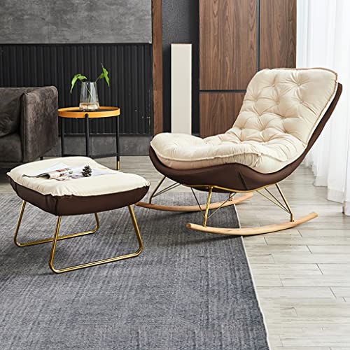 ZYWWW Schaukelsessel aus der Mitte des Jahrhunderts, mit Fußstütze mit moderner Wippe, mit neigbarem Kissen, Liegestuhl, einfach zu montieren, Schaukelstuhl für faules Wohnzimmer von ZYWWW