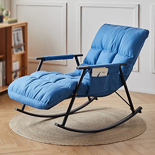 ZYWWW Schaukelsessel mit Mode-Schaukel, faule Wippe, Liegestuhl aus Stoff, mit Hochlehner, Drehstuhl aus Metall S (Farbe: Blau, Größe: 96 x von ZYWWW