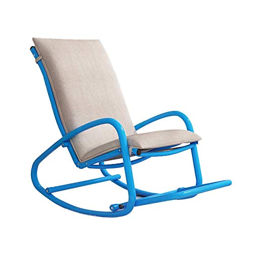 ZYWWW Schaukelstuhl, Schaukelstuhl mit Armlehnen und Rückenlehne, atmungsaktives Netzgewebe, entspannender Liegestuhl für Wohnzimmer, Terrasse und Terrasse (blau ohne Kissen) von ZYWWW