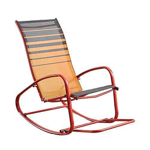 ZYWWW Schaukelstuhl, Schaukelstuhl mit Armlehnen und Rückenlehne, atmungsaktives Netzgewebe, entspannender Liegestuhl für Wohnzimmer, Terrasse und Terrasse (rot mit Kissen) von ZYWWW