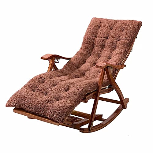 ZYWWW Schaukelstuhl, klappbarer Schaukelstuhl, Liegestuhl, verstellbare Sonnenliege, Outdoor-Schaukelstuhl aus Holz mit hoher Rückenlehne, Terrassen-Loungesessel mit Kissen von ZYWWW
