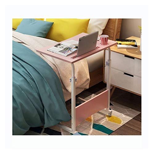 ZYWWW Überbetttisch Rollen Das Sofa Überbetttisch Höhenverstellbarer Tisch Mobiler Laptop-Schreibtisch, Sitz-Steh-Tisch-Arbeitsplatz mit Rollen, höhenverstellbar (A Rose Pink 60 * 40) von ZYWWW