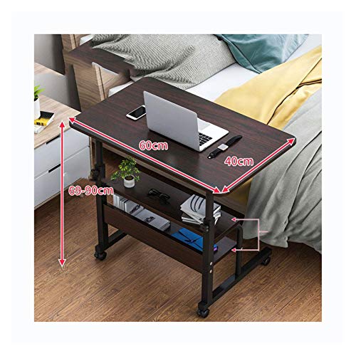 ZYWWW Überbetttisch rollt das Sofa Überbetttisch Mobiler Laptop-Schreibtisch, Sitz-Steh-Tisch-Arbeitsplatz mit Rollen, höhenverstellbar zum Sitzen und Stehen Laptop-Wagen (Schwarzwalnuss 60X40) von ZYWWW