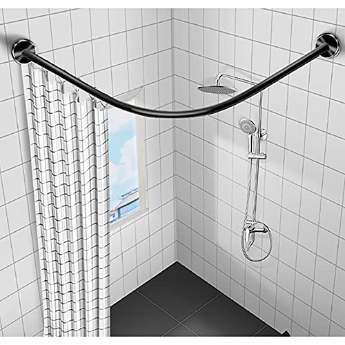 L Form Duschvorhangstange Ohne Bohren, Duschvorhangstange Gebogen Badewanne Edelstahl Duschstange, Badewanne Edelstahl multifunktionale Stretch Gardinenstange70 to 95cm x 90 to 130cm von ZYXBH