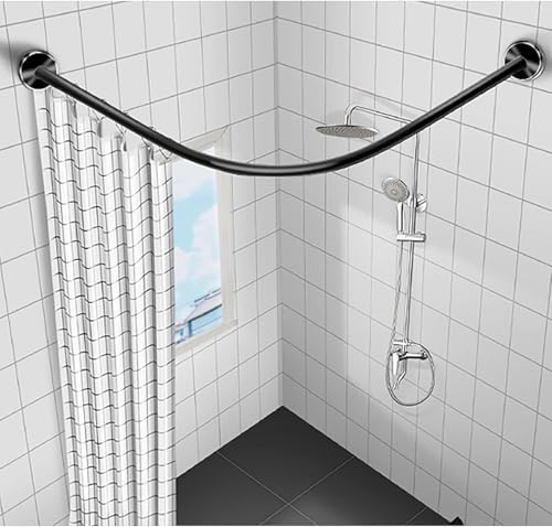 L Form Duschvorhangstange Ohne Bohren, Duschvorhangstange Gebogen Badewanne Edelstahl Duschstange, Badewanne Edelstahl multifunktionale Stretch Gardinenstange70 to 95cm x 90 to 130cm von ZYXBH