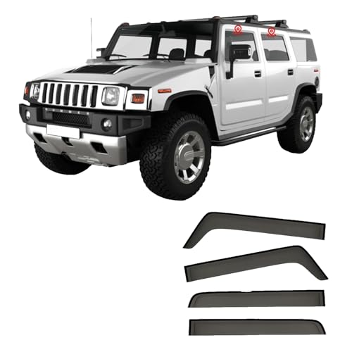ZYXDMMJH Windabweiser für Hummer H2 MK1 2003-2006 2007 2008 2009, Autofenster Regenschutz Fenster Wetterschutz Integrierte Deflektoren für Seitenfenster ZYXDMMJH Windabweiser für Hummer H2 MK1 2003-2006 2007 2008 2009, Autofenster Regenschutz Fenster Wetterschutz Integrierte Deflektoren für Seitenfenster von ZYXDMMJH