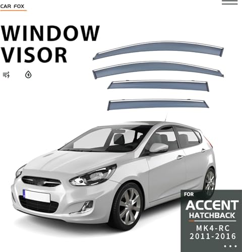 ZYXDMMJH Windabweiser für Hyundai Accent Hatchback MK4-RC 2011-2015 2016, Autofenster Regenschutz Fenster Wetterschutz Integrierte Deflektoren für Seitenfenster ZYXDMMJH Windabweiser für Hyundai Accent Hatchback MK4-RC 2011-2015 2016, Autofenster Regenschutz Fenster Wetterschutz Integrierte Deflektoren für Seitenfenster von ZYXDMMJH