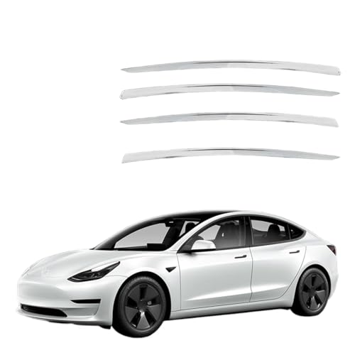 ZYXDMMJH Windabweiser für Tesla Model 3 MK1 2017-2022 2023 2024, Autofenster Regenschutz Fenster Wetterschutz Integrierte Deflektoren für Seitenfenster,Silver ZYXDMMJH Windabweiser für Tesla Model 3 MK1 2017-2022 2023 2024, Autofenster Regenschutz Fenster Wetterschutz Integrierte Deflektoren für Seitenfenster,Silver von ZYXDMMJH