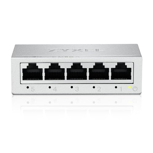 Zyxel GS-105B v5 Gigabit Unmanaged Ethernet-Switch mit 5 Anschlüssen, Ethernet-Splitter, Desktop- oder Wandhalterung von ZYXEL