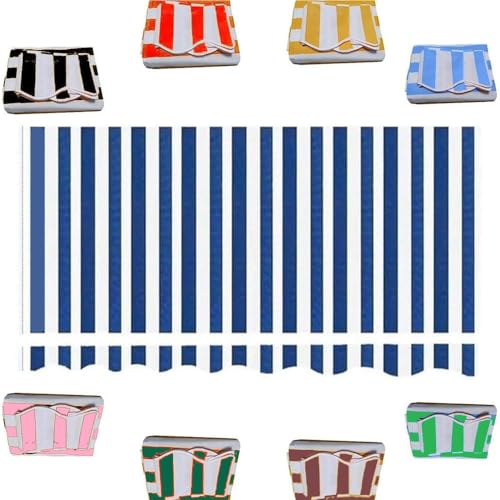 ZYXQQJ 2/2.5/3/4m Balkon Markisentuch Einziehbare Markisenbespannung Canvas Manuelle Klemmmarkise Ersatzstoff Wasserdicht Für Fenster Oder Wand(Blue,6.5x5ft/2x1.5m) von ZYXQQJ