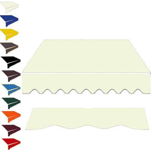ZYXQQJ 3.5x3m 3x2.5m 4x2.5m 5x3m Markisenbespannung Canvas Wasserfest Markisestoff Ersatz Für Einziehbare Gelenkarmmarkise Klemmmarkise Ersatztuch(Beige,16x13ft/500x400cm) von ZYXQQJ