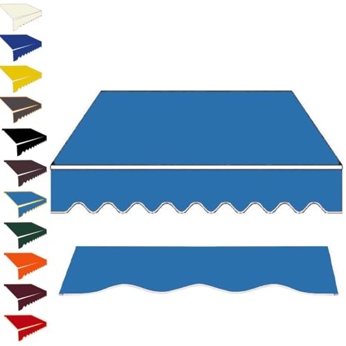 ZYXQQJ 3.5x3m 3x2.5m 4x2.5m 5x3m Markisenbespannung Canvas Wasserfest Markisestoff Ersatz Für Einziehbare Gelenkarmmarkise Klemmmarkise Ersatztuch(Blue,16x10ft/500x300cm) von ZYXQQJ