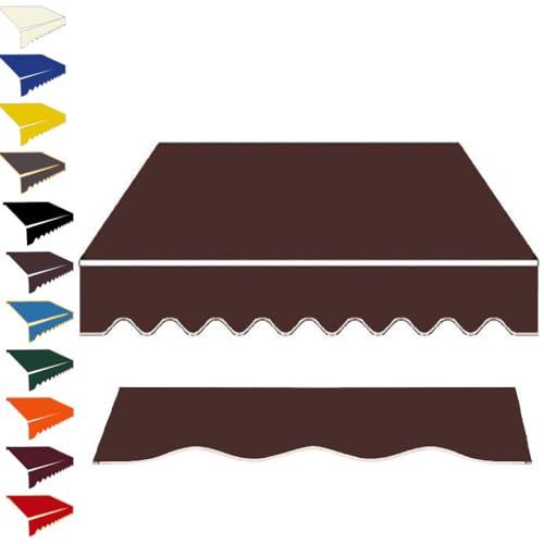 ZYXQQJ 3.5x3m 3x2.5m 4x2.5m 5x3m Markisenbespannung Canvas Wasserfest Markisestoff Ersatz Für Einziehbare Gelenkarmmarkise Klemmmarkise Ersatztuch(Coffee,11.5x10ft/350x300cm) von ZYXQQJ