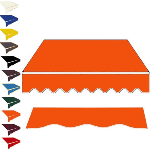 ZYXQQJ 3.5x3m 3x2.5m 4x2.5m 5x3m Markisenbespannung Canvas Wasserfest Markisestoff Ersatz Für Einziehbare Gelenkarmmarkise Klemmmarkise Ersatztuch(Orange,13x8ft/400x250cm) von ZYXQQJ