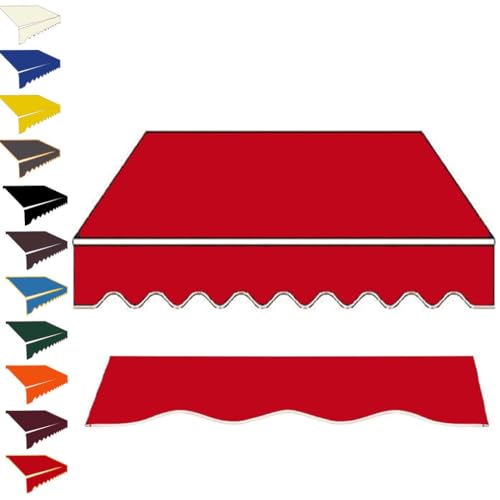 ZYXQQJ 3.5x3m 3x2.5m 4x2.5m 5x3m Markisenbespannung Canvas Wasserfest Markisestoff Ersatz Für Einziehbare Gelenkarmmarkise Klemmmarkise Ersatztuch(Red,13x8ft/400x250cm) von ZYXQQJ
