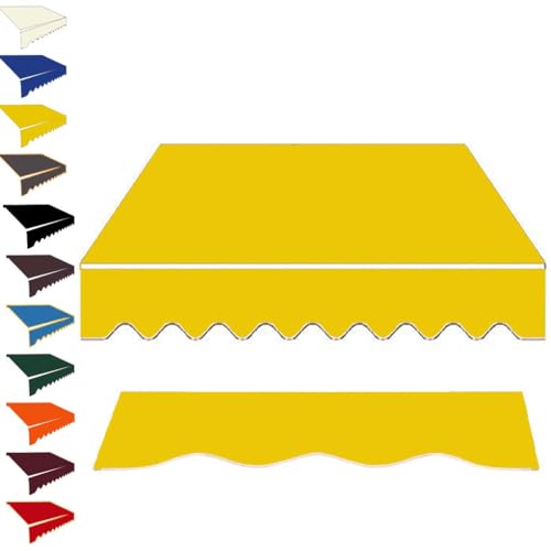 ZYXQQJ 3.5x3m 3x2.5m 4x2.5m 5x3m Markisenbespannung Canvas Wasserfest Markisestoff Ersatz Für Einziehbare Gelenkarmmarkise Klemmmarkise Ersatztuch(Yellow,11.5x10ft/350x300cm) von ZYXQQJ