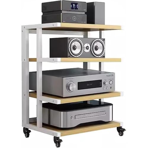 ZYXQQJ AV-Ständer Audio-/Video-Regal HiFi-Rack Stereo-Rack Regal Für Videospielkonsolen, Multifunktionales Offenes Lagerregal(Walnut,4 Tier) von ZYXQQJ