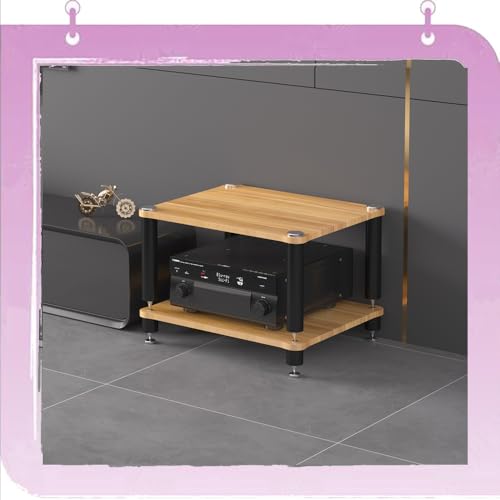 ZYXQQJ Audio-Video Rack Stand 3/4 Etagen Stereo-Komponenten-Rack HiFi-Rack Offenes Media-Center Moderner AV-Medienständer(Light Walnut,2 Tier) von ZYXQQJ