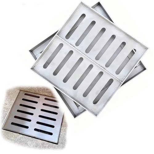 ZYXQQJ Edelstahl Ablaufgitter Quadratische Abflussabdeckung Outdoor-Entwässerungssystem Abflussgitter Für Den Außenbereich Mit Rahmen(40x40x3cm/15.7x15.7x1.2") von ZYXQQJ
