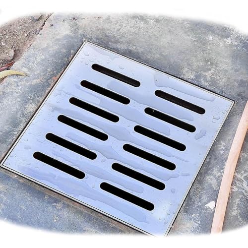 ZYXQQJ Edelstahl-Bodenablauf Quadratische Abflussgitter Rutschfester Kanalgitter Regenwasserrost-Ablaufabdeckung 15/20/25/30 Cm Breite(10x10x2cm/3.9x3.9x0.8") von ZYXQQJ