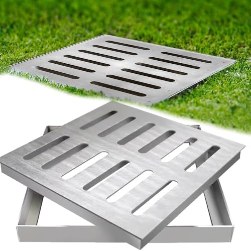 ZYXQQJ Edelstahl-Bodenablaufabdeckung Mit Rahmen Quadratisches Abflussgitter 10x10 15x15 20x20 25x25 30x30 40x40 50x50 60x60cm Rutschfest Ablaufabdeckung(30x30x3cm/11.8x11.8x1.2") von ZYXQQJ