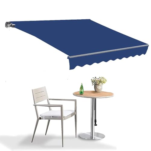 ZYXQQJ Einziehbare Markisestoff 200 300 350 400 500 550cm Gelenkarmmarkise Markisentuch Markisenbespannung Sonnenschutz Wasserdicht Langlebiger Stoff ﻿(Dark Blue,6.5x5ft/2x1.5m) von ZYXQQJ