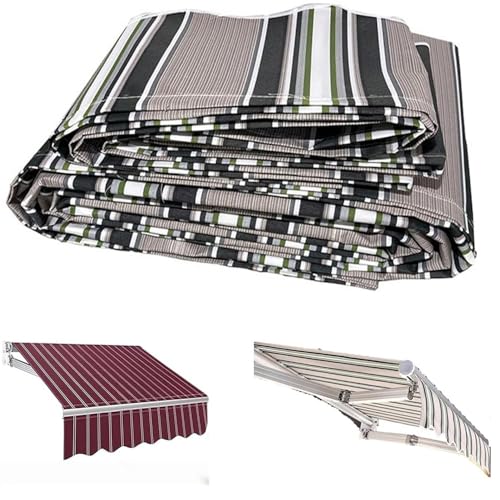 ZYXQQJ Einziehbarer Ersatzstoff Terrasse Markisenstoff Draussen Garten Überdachung Markisenbespannung 4x2.5m 3.5x3m 3x2.5m 2.5x2m 2.4x2m(Khaki,13x8ft/400x250cm) von ZYXQQJ