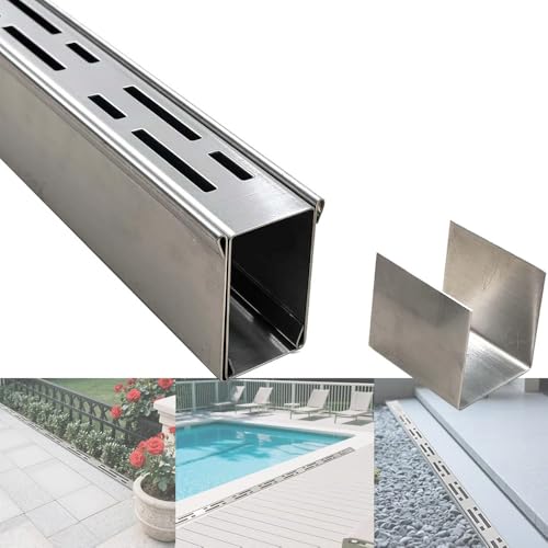 ZYXQQJ Entwässerungsrinne 3.5x3 5x3 5x5 7x3 7x5 10x5 15x5cm Französischer Rinnenablauf Lineare Regenrinnensiebe Edelstahl-Grabenablaufsystem(10x4x100cm/4x1.6x39in) von ZYXQQJ