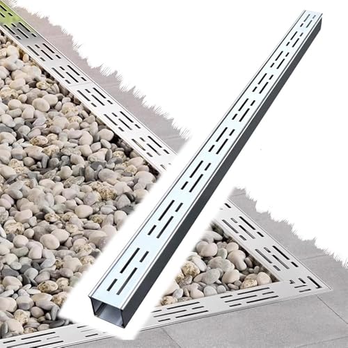 ZYXQQJ Entwässerungsrinne Flach 3.5 5 7 10 cm Breit Schmaler Rinnenablauf 304 Edelstahl Lineare Regenrinnensiebe Für Hof Garten Hof Terrasse(50x1000x30mm) von ZYXQQJ