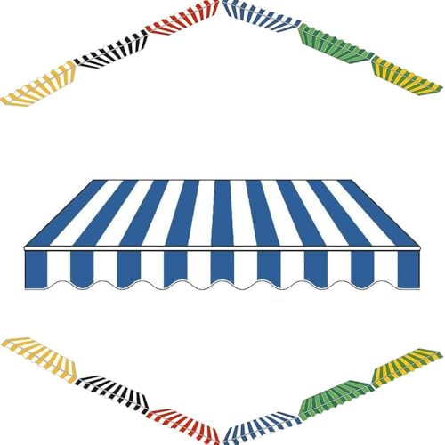 ZYXQQJ Ersatz Markisenstoff 200 300 360 400 500cm Einziehbare Markisenbespannung Manuelle Klemmmarkise Ersatzstoffe Für Balkon Tür Fenster(Stripe 2,6.5x5ft/200x150cm) von ZYXQQJ