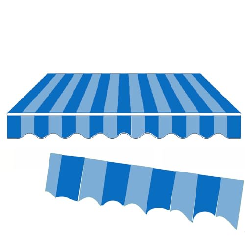 ZYXQQJ Ersatzstoff Für Einziehbare Klemmmarkise 300/350/360/400CM Außen Markisenbespannung Ausziehbarer Markisenstoff Terrasse Markisentuch(Blue 3,16x10ft/500x300cm) von ZYXQQJ